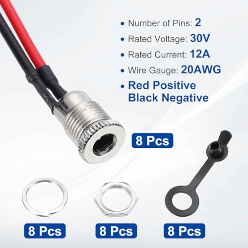 Conector de montaje en panel DC-099 de 2 pines hembra para cables de alimentación de corriente continua 4