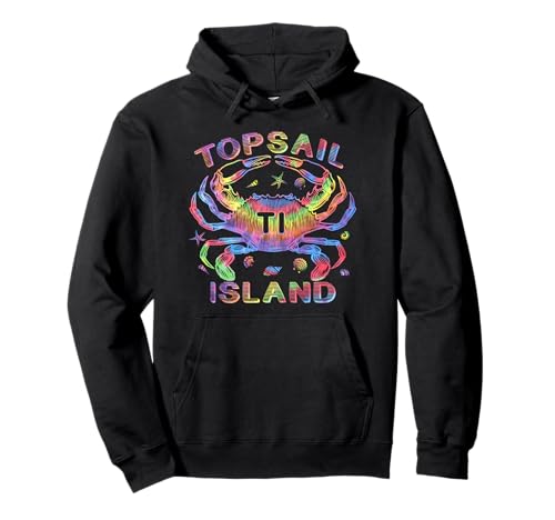 Topsail Island NC TI Tie-dye granchio colorato natura amante arte Felpa con Cappuccio