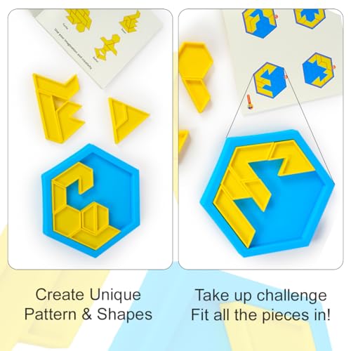 Image of RATNA'S Modern Tangram, Classic Shape Game with 60 Challenges, Family Games for Adults and Kids 5+ Years