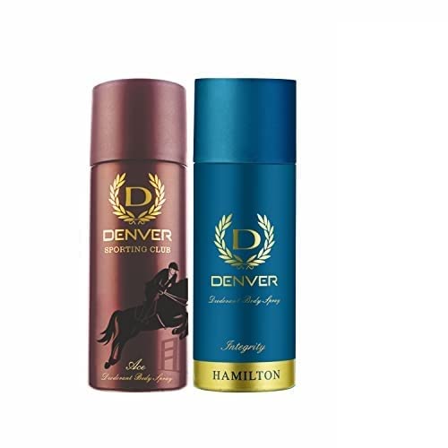 Image of DENVER Ace Deodorant + Integrity Deodorant Spray - 165ML Each - (Combo of 2) | Long Lasting Luxurious Fragrance Sprays for Men