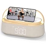 FREEFISH Bluetooth Speaker with Wireless Charger, FM Radio, Adjustable LED Night Light, 15W Wireless Charging for iPhone, 10W Dual Speakers, 2500 mAh Battery, Bluetooth 5.0