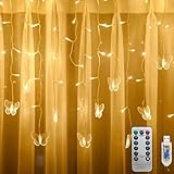 Butterfly Curtain Lights, 6.6ft 48 LED 10 Butterflies USB 8 Modes Window Fairy Lights Twinkle String Lights with Remote Timer for Bedroom Wedding Party Holiday Decor (Warm White)