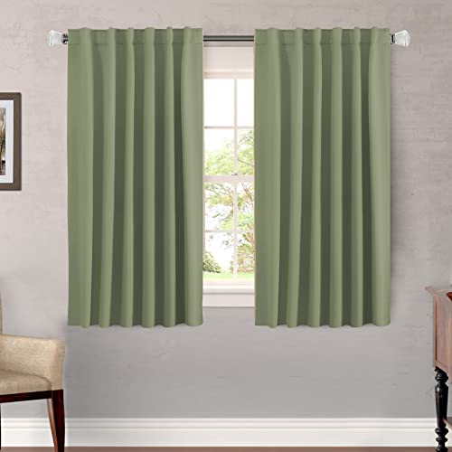 Image of H.VERSAILTEX Blackout Curtains for Living Room Thermal Insulated Window Treatment Panels Room Darkening Blackout Drapes Back Tab /Rod Pocket Bedroom Draperies, 52 x 54 Inch, Sage, 2 Panels