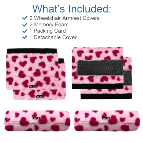 SPRING SEAON Wheelchair Armrest Covers 2 Pack Soft Memory Foam Wheelchair armrest Pads Wicking Washable for Office Transport Chair (Pink Heart) by SPRING SEAON - Image 6