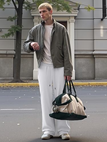 Image of JMIERR Men's Casual Baggy Pants Lightweight Wide Leg Lounge Travel Pants Streetwear with Pockets