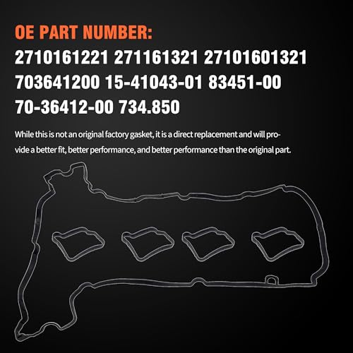Image of HiSport Valve Cover Gasket Seal 2710161221 - Compatible with Mercedes-Benz C180 2011-2012 C200 2010-2014 C250 2012-2015 E200 2012-2013 E250 2011-2015 SLK200 2012-2016 SLK250 2012-2015 1.8L