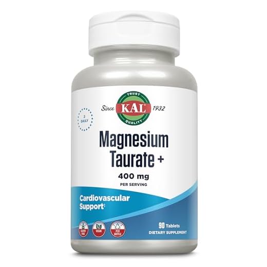 KAL Magnesium Taurate 400mg Plus CoEnzyme Vitamin B6, Chelated Magnesium Supplement, Healthy Muscle Function, Nerve and Heart Health Support, Gluten Free, Vegan, 60-Day Guarantee, 45 Serv, 90 Tablets