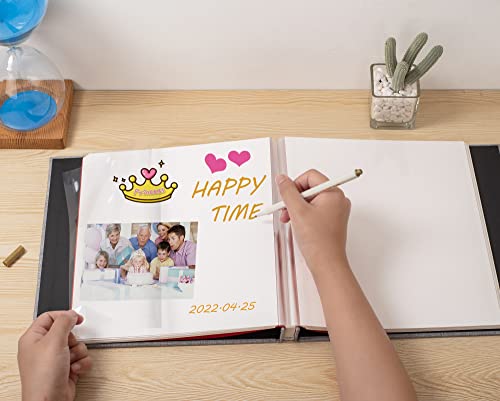 Henpisen Large Photo Album Self Adhesive Scrapbook Magnetic Album For 3X5 4X6 5X7 6X8 8X10 Pictures 40 Pages Linen Cover Diy Photo Album With A Metallic Pen And Diy Sticker(Grey) #TOP1