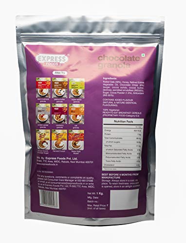 Image of Express Foods Chocolate Granola Breakfast Cereal, 1kg (Pack of 2)