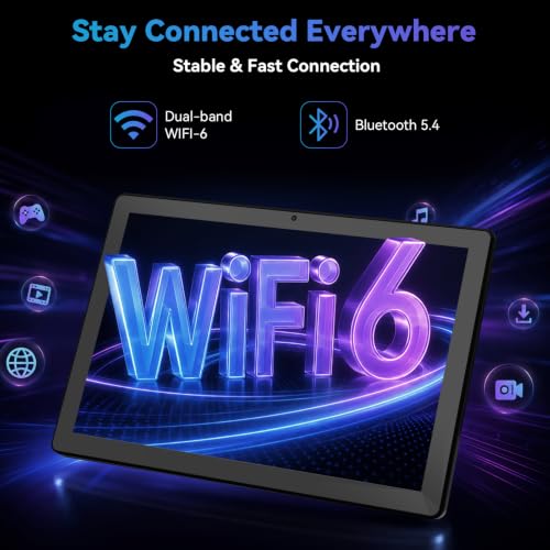 Image of 10.1 Inch Android 16 Tablet, 24GB+64GB+1TB Expand, 6000mAh Battery, HD IPS Touch Screen Widevine L1,WiFi 6 Bluetooth 5.4,Dual Camera, Fast Charging Android Tablet, Black