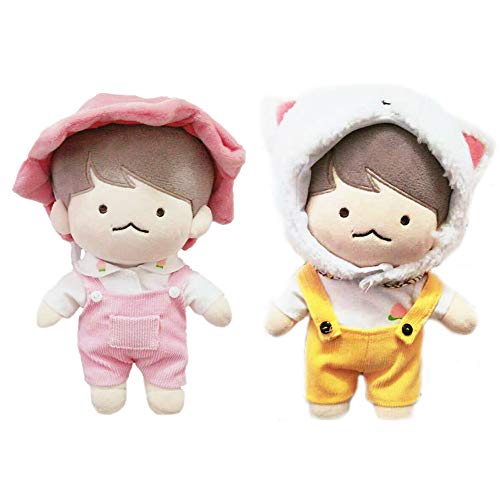 VogueMing Kpop EXO Chanyeol Baekhyun Bangtan Boy Doll's Clothes Hat+ Tshirt+ Rompers Suitã€no Dollã€‘ (Set A[Suitable for 20cm Dolls], Hat+Tshirt+Rompers[no Doll])