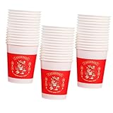 FONDOTIN 50 Piezas Unidades Vasos de Papel para Fiestas Diseño Año Copas Desechables Ligeras y Prácticas para Picnic y Celebraciones