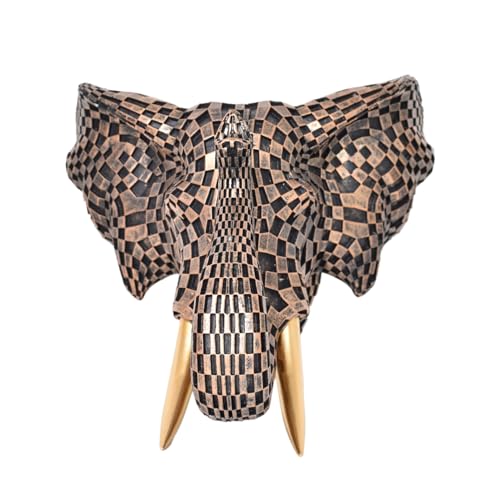Tête d'éléphant à carreaux ASLASL : l'idée cadeau idéale en sculpture murale 3D résine