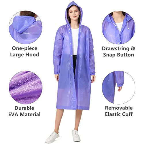 Image of Rain Poncho Raincoats for Adult Reusable - 2-5 Pack EVA Waterproof Rain Coat with Hood, Rain Gear for Men Women