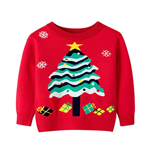 Toddler Boys Girls Knitted Sweater Christmas Clothes Baby Round Neck Long Sleeve Pullover Sweaters Warm Fall Winter Tops