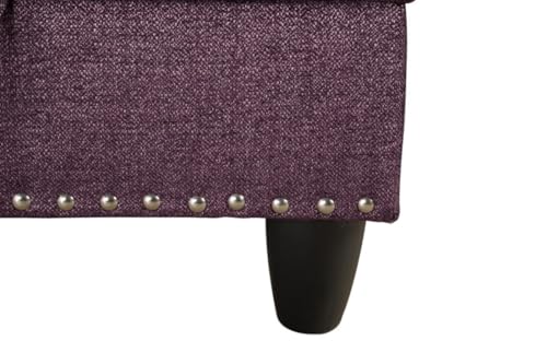 Image of L-Shaped 3-Piece Linen Sofa with Ottoman, Sectional Couch Set for Living Room, Office, Apartment, with Cup Holder, Purple