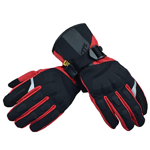 madbike Racing Equipment Guantes Impermeables para Motocicleta, Pantalla táctil, Dedo Completo para Hombres, Guantes de Invierno para Moto, Deportes de Motor (Rojo, M) Cover