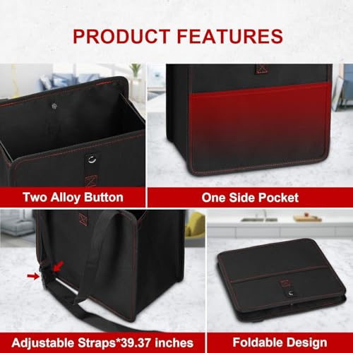Image of Simple Deluxe 3 Gallon Car Trash Can, Leak-Proof Car Garbage Can with Storage Pockets, Collapsible, Portable and Waterproof, Black