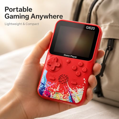 Image of Retro Video Game Console 520 in 1 for Kids & Adults, Rechargeable Handheld Gaming Controller, AV TV Output, Built-in Classic Games, Portable, Gift for Boys & Girls, Random Colour (G620)