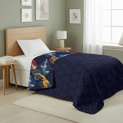 Image of Northwest Dungeons & Dragons Dragons & Dice Quilted Blanket, Comfy Throw, Soft Lightweight Bedding for Bed, or Couch, 60 x 80 inches