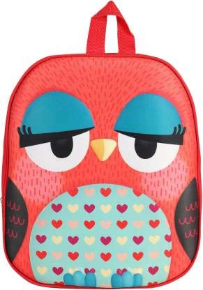 Chinmay Kids Owl 3D Print Kids School Bag/School Backpack for Kids (Red)