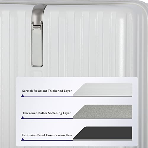 Mgob Carry On Suitcase, Pc Hard Suitcases With Spinner Wheels, Checked Luggage Built-In Tsa Lock, Carry On Luggage 22X14X9 Airline Approved (White, 20") #TOP2