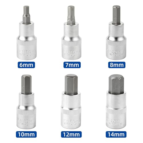 Image of DAKCOS Hex Bit Socket Set 1 /2 inch Drive 6pcs Allen Key Socket Set 6mm-14mm