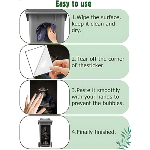 Image of 14.6x32.3 Inch Trash Can Cover Monkey Sitting on Toilet Reading Magazine Design Outdoor Garbage Bin Decoration Sticker Wrap