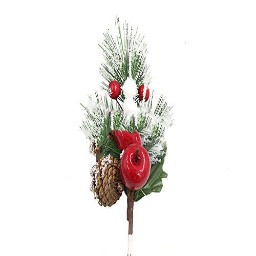 Bouquet de fleurs artificielles de Noël avec pommes de pin et aiguilles avec fruits de grenade et baies rouges pour décoration, maison, bureau, fête et mariage (bouquet de baies 72004) Cover