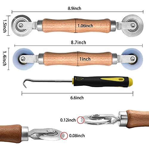 Baytory 3Pcs Screen Tool, Window Screen Spline Roller Tool With Wooden Handle And Steel/Nylon Bearing Wheels, Mesh Screen Door Repair Kit Durable And Easy To Use #TOP1