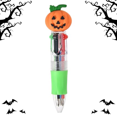 Gmokluytw ハロウィン 多色ペン - 収納式マルチカラーかわいいボールペン - フェスティブな学習アクセサリー かわいい文房具 子供 男の子 女の子向け 学校休暇 お絵描き 書き物 教室