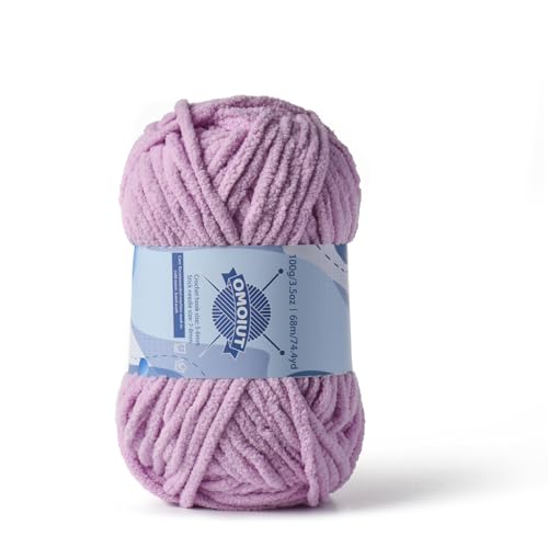 Image of Chunky Chenille Yarn for Crocheting, Baby Yarn for Crocheting Soft Blankets, Bulky Yarns for Crochet Amigurumi, 100g (74.3yds) Fluffy Velvet Yarns for Hand Knitting (Light Purple)