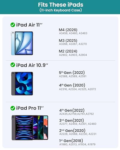 Image of typecase Edge Keyboard Case for iPad Air 11-inch(M4 /M3 /M2, 2026 /2025 /2024), iPad Pro 11-inch(4th /3rd /2nd /1st Gen) & iPad Air 10.9-inch 5 /4th Gen, Multi-Touch Trackpad, 11-Color Backlight, Black