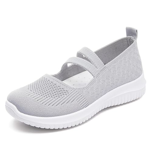KIMIME PIKL Zapatos Mujer Slip-On Transpirable Tejido Ligero - Suela Antideslizante Tallas 36-41 (Negro/Rosa/Gris)