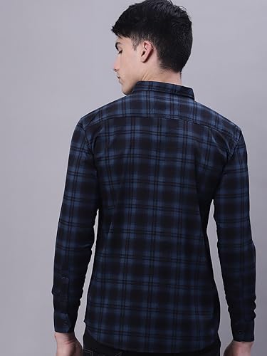 Image of Majestic Man Men Small Checkered Slim Fit Cotton Casual Shirt