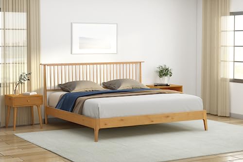 NTC Ruby Wood Bed Frame with Headboard, Wooden Slat and Central Supports, No Box Spring Needed, Easy Assembly, Queen - Rustic Oak NTC Ruby Wood Bed Frame with Headboard, Wooden Slat and Central Supports, No Box Spring Needed, Easy Assembly, Queen - Rustic Oak