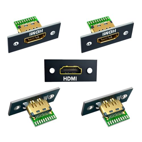 chenyang 5 Pack HDMI DIY Connector, HDMI 2.1 8K 19 polos chapado en oro Conector hembra Reparación Adaptador de soldadura de repuesto con orificio para tornillo para el montaje en panel de
