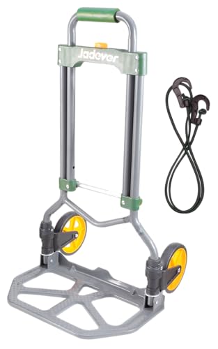 Jadever Foldable Hand Truck, Folding Hand Dolly Cart with Elastic Rope, 132-LB Capacity, 5