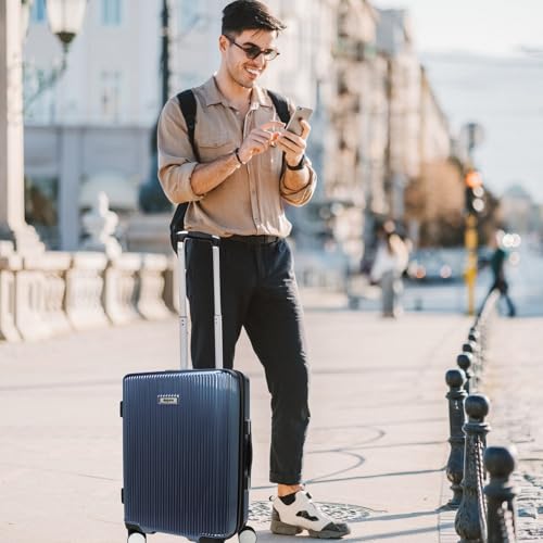 World Traveler Dejuno Monarch Lightweight Hardside Polycarbonate Expandable Spinner Luggage with TSA Lock, Iron Blue, 20-inch Carry-On2