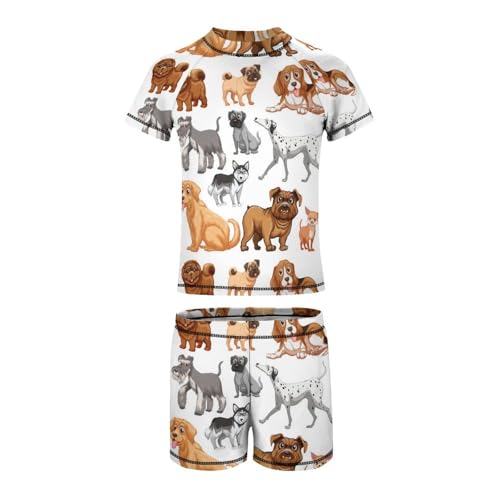 Many Cute Dogs of Different BreedsChildren's Swimsuits Boys Two Piece Suit8-10Y（130cm）2
