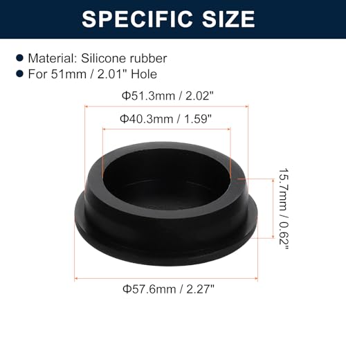 Image of uxcell 2 Pcs Black Plug Holes, Waterproof Rubber Button Plug for 51mm / 2.01 inch Hole