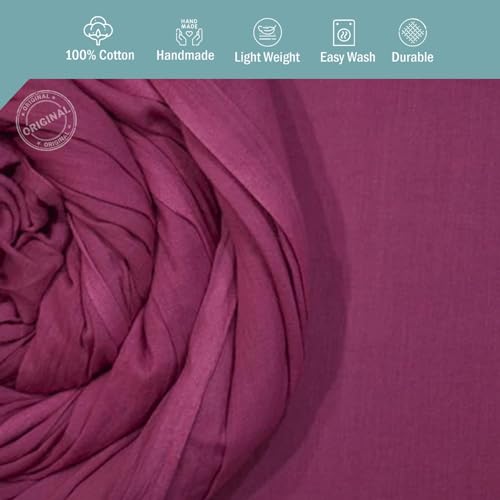 Image of 100% Pure Cotton Mulmul Fabric Material | Reusable Ultra Fine Mulmul Fabric | Lightweight Soft Smooth Piece Linning, Stole, Dupatta, Cushion Pillow Cover (Fuchsia Rose, 1 Meter)