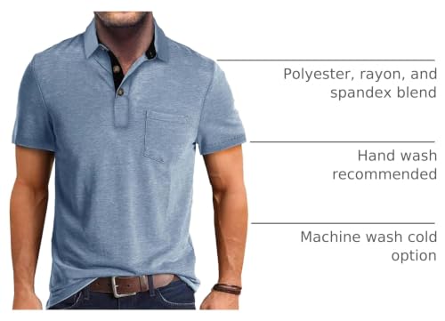 Camisetas Polo para Hombre, Manga Corta, Informales, Clásicas, Básicas, con 3 Botones y Bolsillo, Ideales para Golf y Verano miniatura 4