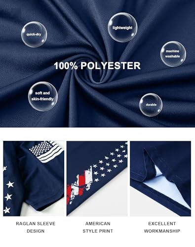 Image of redgino Men's Patriotic Polo Shirts Stretch 1776 Independence Day USA Short Sleeve American Flag Graphic Golf Shirt