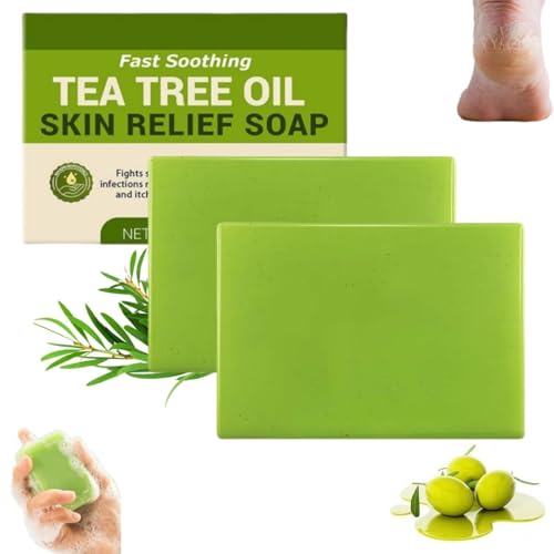 Loravey Relief Soap Bar, 2025 New Loravey Tea Tree Oil Soap, Natural Soaps for Healthy Skin, Herbal Cleansing Soaps - Plant-Based Formula for Face & Body, Odor Control & Daily Refreshing Cleanse (2)