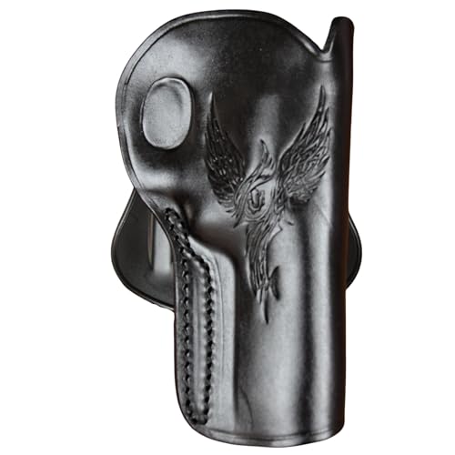 Xambac Leather Paddle Holster OWB - Fits S&W J-Frame 36 442 637 642, Ruger SP101, Taurus 85 856, Kimber K6s - ±35° Adjustable Cant Rotate-Adjustable Snub Nose Revolver Case - Right Hand Draw (Black)