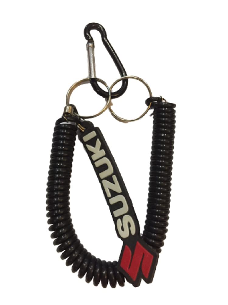 RSPDRSPD Suzuki Spring Hook Keychain (Black) Spiral Holder Keychain, Compatible for Universal Bikes