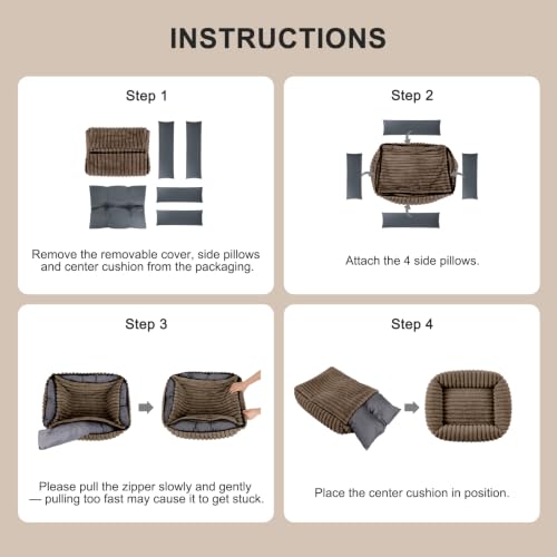 Image of FURTIME Medium Dog Beds for Medium Dogs Washable, Orthopedic Dog Bed, Rectangle Warming Soft Calming Sleeping Puppy Bed Durable Pet Bed with Anti-Slip Bottom, Coffee, M Plus (30 inchx24 inchx8 inch)