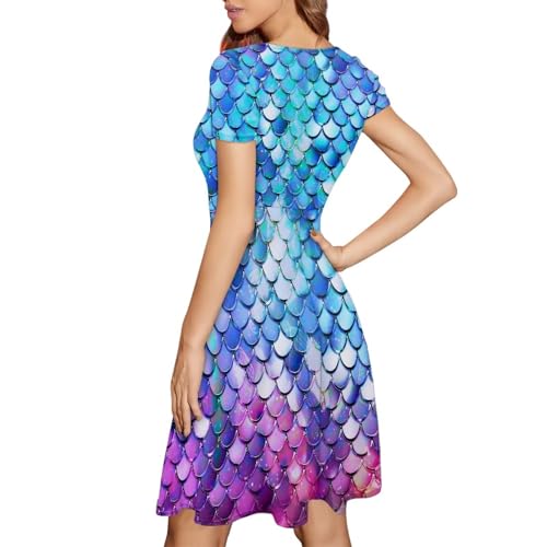 Image of Biyejit Women's Summer Casual Short Sleeve T-Shirt Swing Dress Crew Neck Plus Size S-4XL