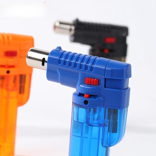 5 Pack Butane Torch Lighter, Mini Refillable Windproof Jet Flame Lighters (Fuel Not Included) Color Mixing